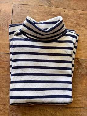 Vintage cottagecore, preppy Eddie Bauer Striped Mock Neck Long Sleeve Shirt